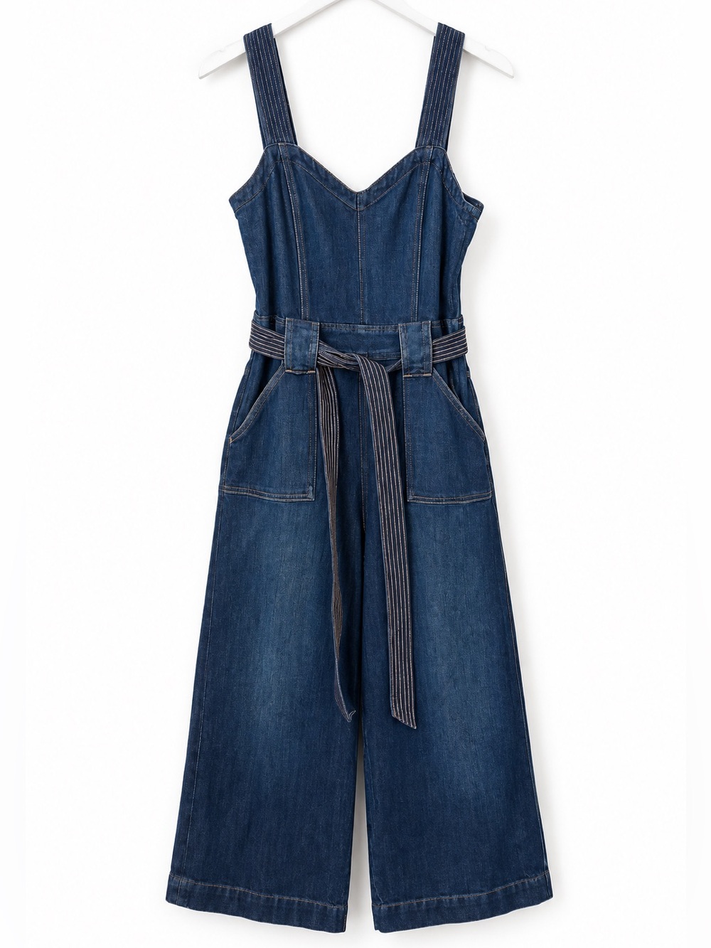 7 For All Mankind Denim Wide Leg Belted Jumpsuit Size 27